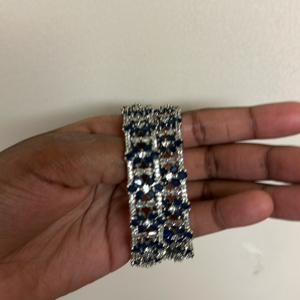 Blue and Silver Plated Bangles size 2.8